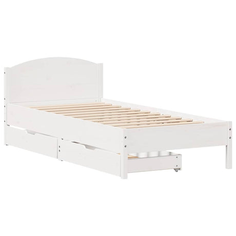 Vidaxl bedframe zonder matras massief grenenhout wit 75x190 cm