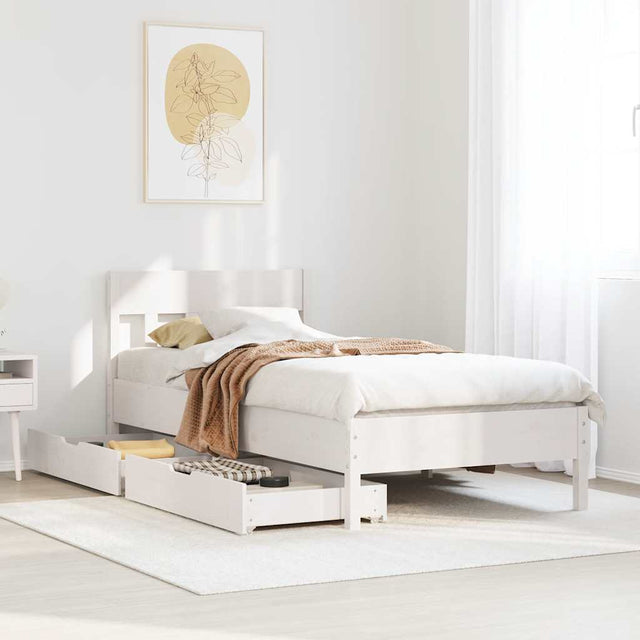 Vidaxl bedframe zonder matras massief grenenhout wit 75x190 cm