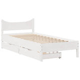 Vidaxl bedframe met lades massief grenenhout wit 75x190 cm