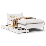 Vidaxl bedframe met lades massief grenenhout wit 75x190 cm