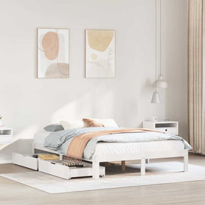 Vidaxl bedframe met lades massief grenenhout wit 140x190 cm