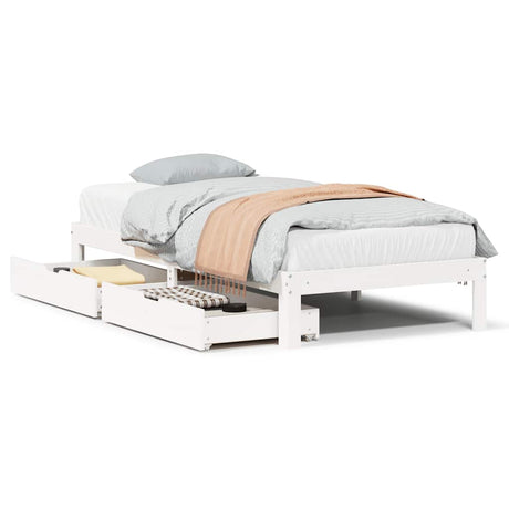 Vidaxl bedframe met lades massief grenenhout wit 90x200 cm
