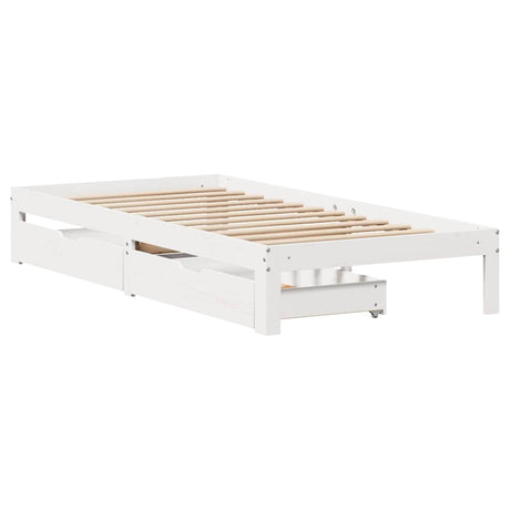 Vidaxl bedframe met lades massief grenenhout wit 90x200 cm