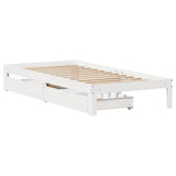 Vidaxl bedframe met lades massief grenenhout wit 100x200 cm