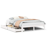 Vidaxl bedframe met lades massief grenenhout wit 120x200 cm