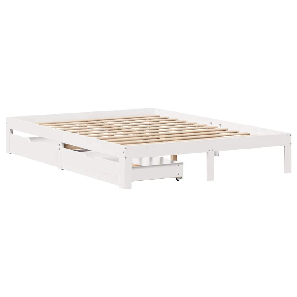 Vidaxl bedframe met lades massief grenenhout wit 120x200 cm