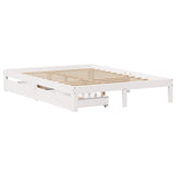 Vidaxl bedframe met lades massief grenenhout wit 120x200 cm
