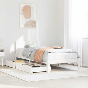 Vidaxl bedframe met lades massief grenenhout wit 90x200 cm