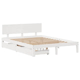 Vidaxl bedframe met lades massief grenenhout wit 120x200 cm