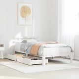 Vidaxl bedframe met lades massief grenenhout wit 75x190 cm
