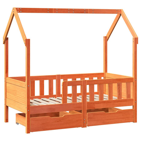 Vidaxl kinderbedframe met lades 70x140 cm massief grenenhout