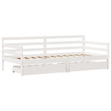 Vidaxl slaapbank met lades 90x200 cm massief grenenhout wit