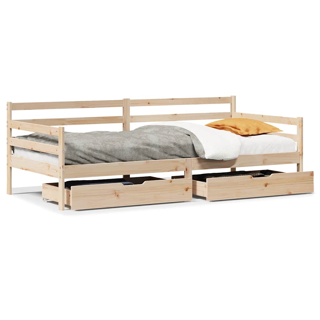 Vidaxl slaapbank met lades 80x200 cm massief grenenhout wit