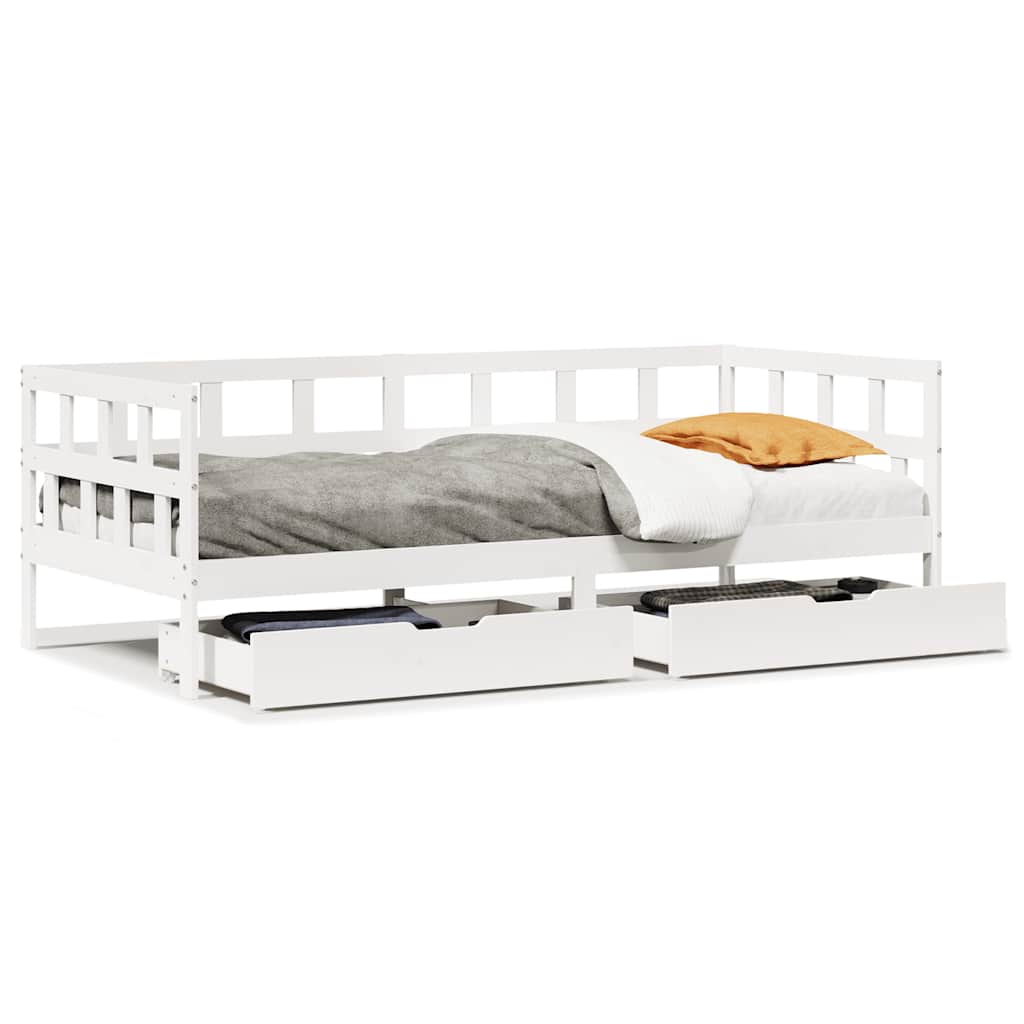 Vidaxl slaapbank met lades 80x200 cm massief grenenhout wit