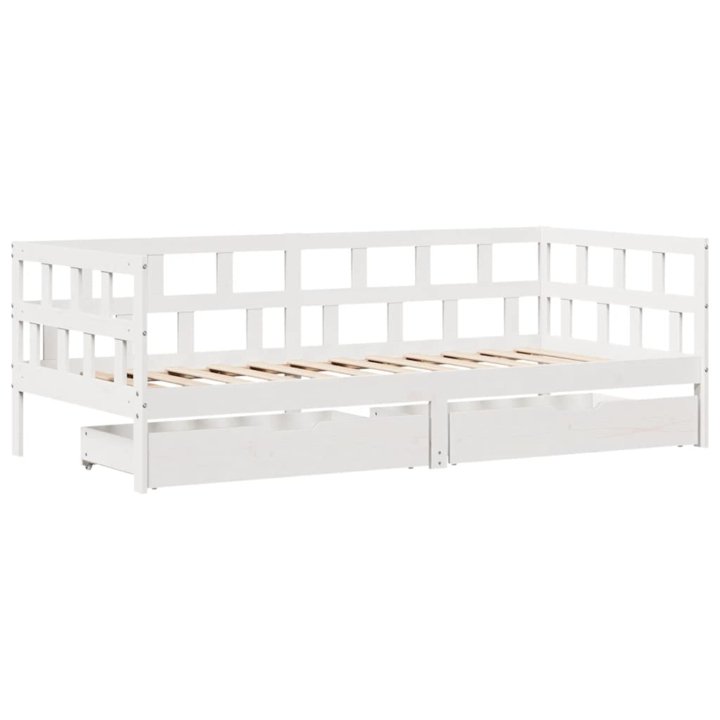 Vidaxl slaapbank met lades 80x200 cm massief grenenhout wit