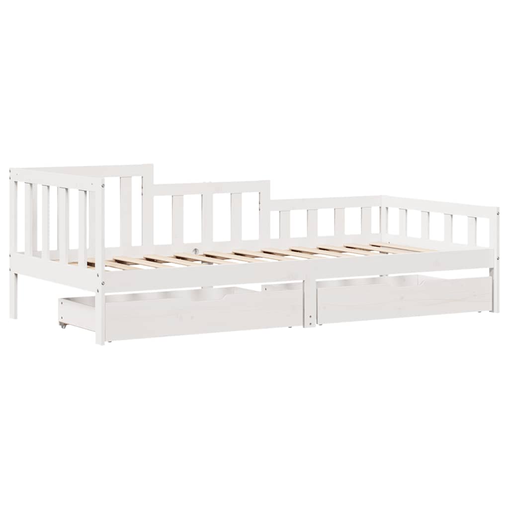 Vidaxl slaapbank met lades 80x200 cm massief grenenhout wit