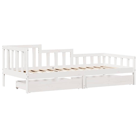 Vidaxl slaapbank met lades 80x200 cm massief grenenhout wit