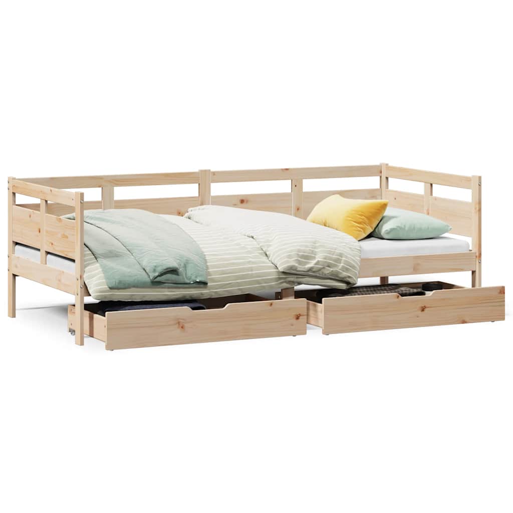 Vidaxl slaapbank met lades 90x190 cm massief grenenhout