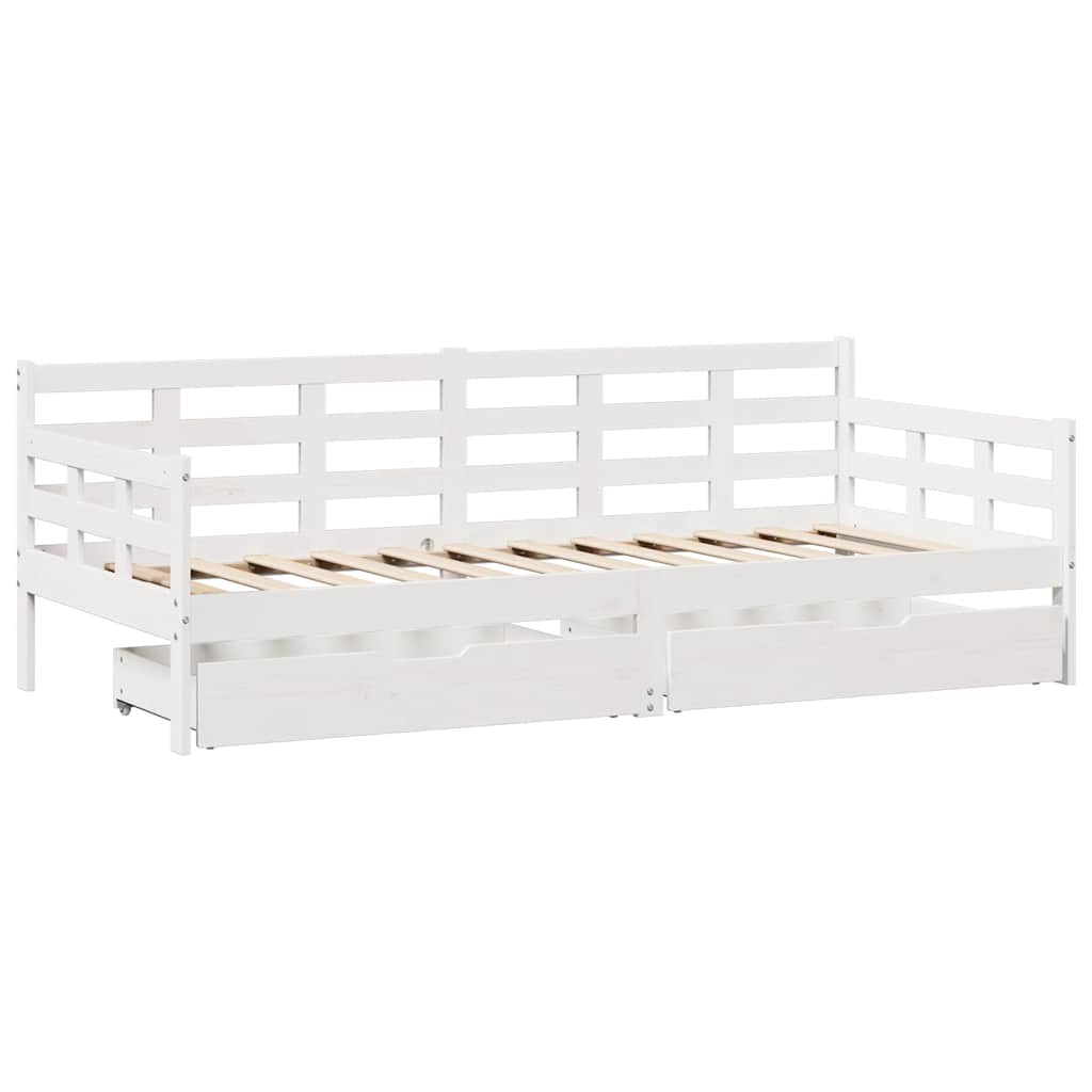 Vidaxl slaapbank met lades 80x200 cm massief grenenhout wit