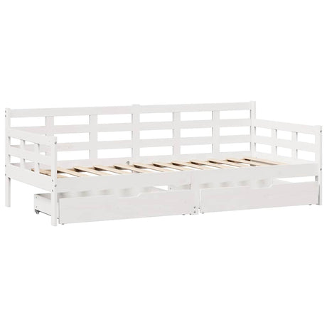 Vidaxl slaapbank met lades 80x200 cm massief grenenhout wit