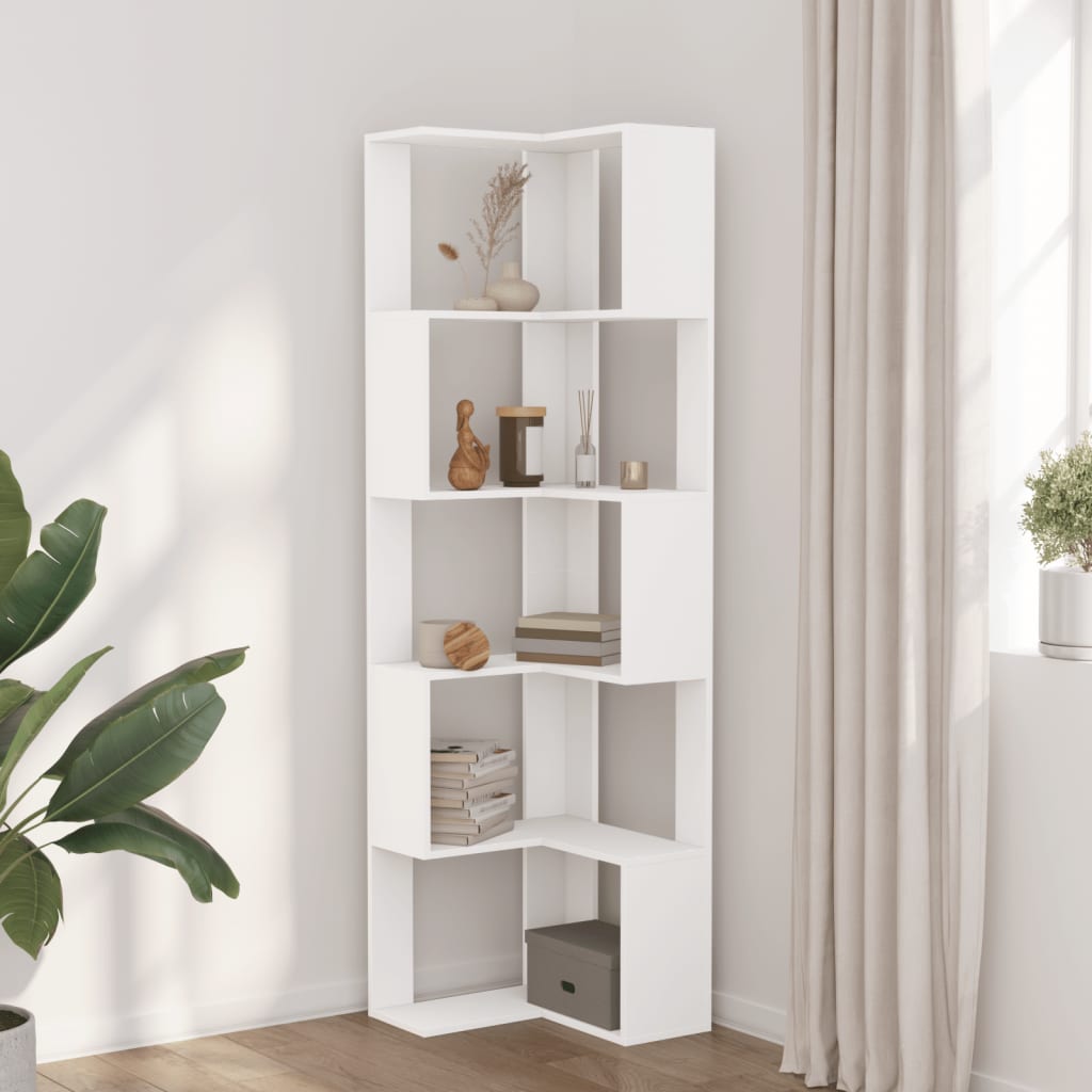 Vidaxl boekenkast 5-laags hoek 50x50x179 cm bewerkt hout wit