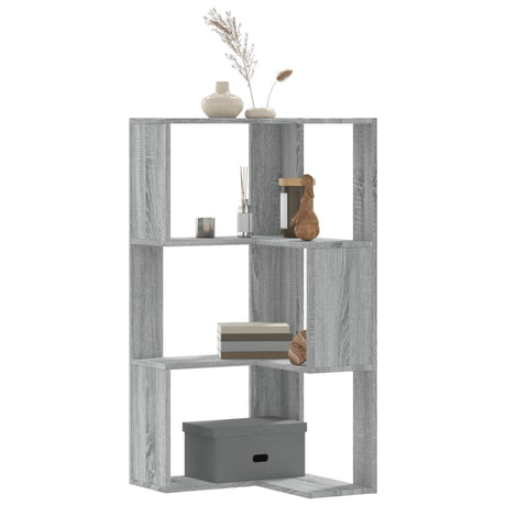 Vidaxl boekenkast 3-laags hoek 50x50x102 cm bewerkt hout grijs sonoma