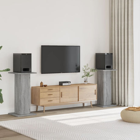 VidaXL Lautsprecherständer 2 Stk. 30x30x80 cm verarbeitetes Holz, graues Sonoma