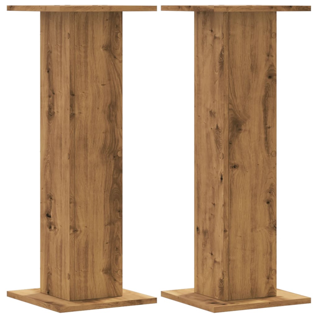 VidaXL Lautsprecherständer 2 Stück 30x30x80 cm Holz, handwerklich eichenfarben