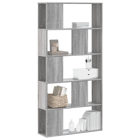 Vidaxl boekenkast 5-laags 80,5x23,5x162,5 cm bewerkt hout grijs sonoma