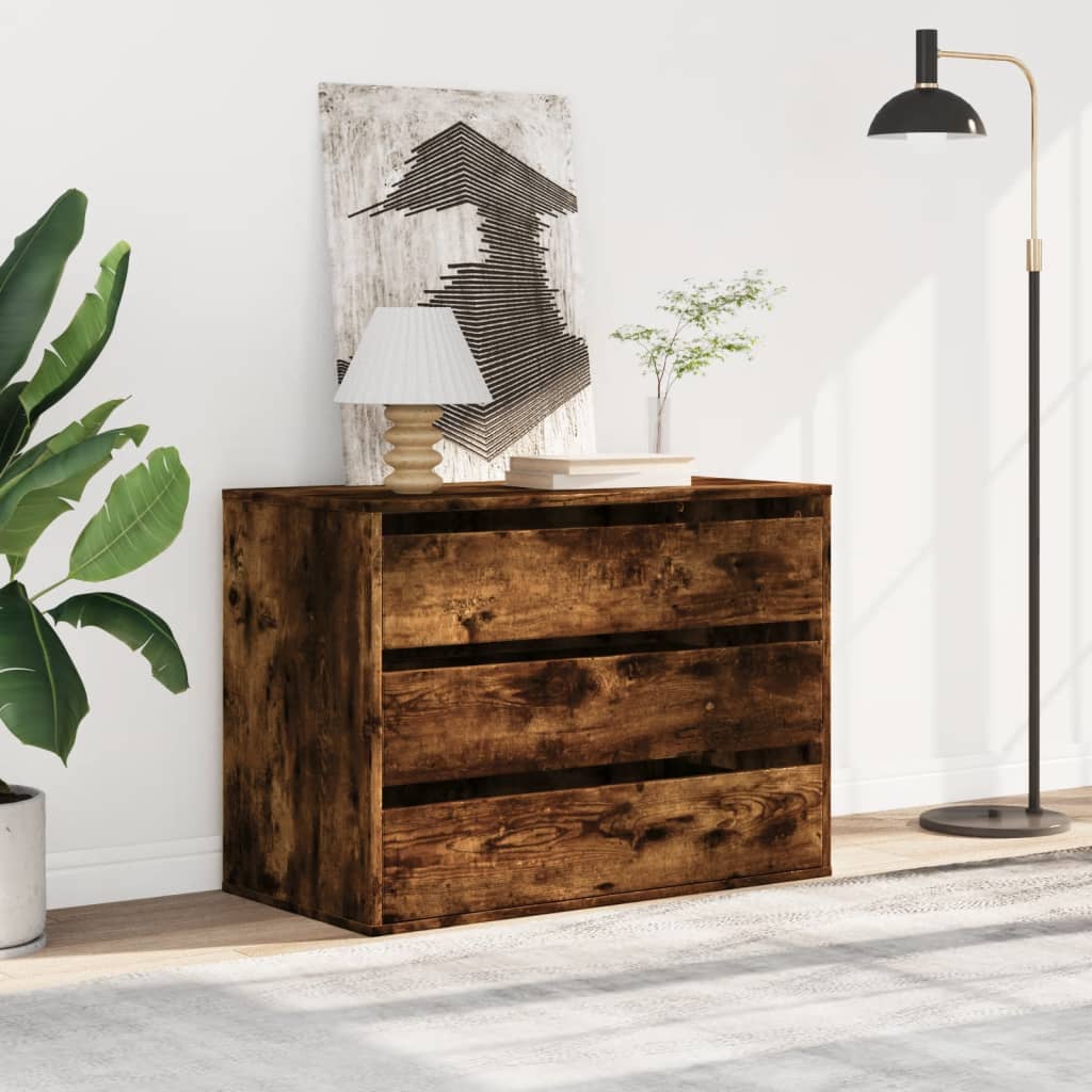 Vidaxl ladekast 80x41x58 cm bewerkt hout gerookt eikenkleurig