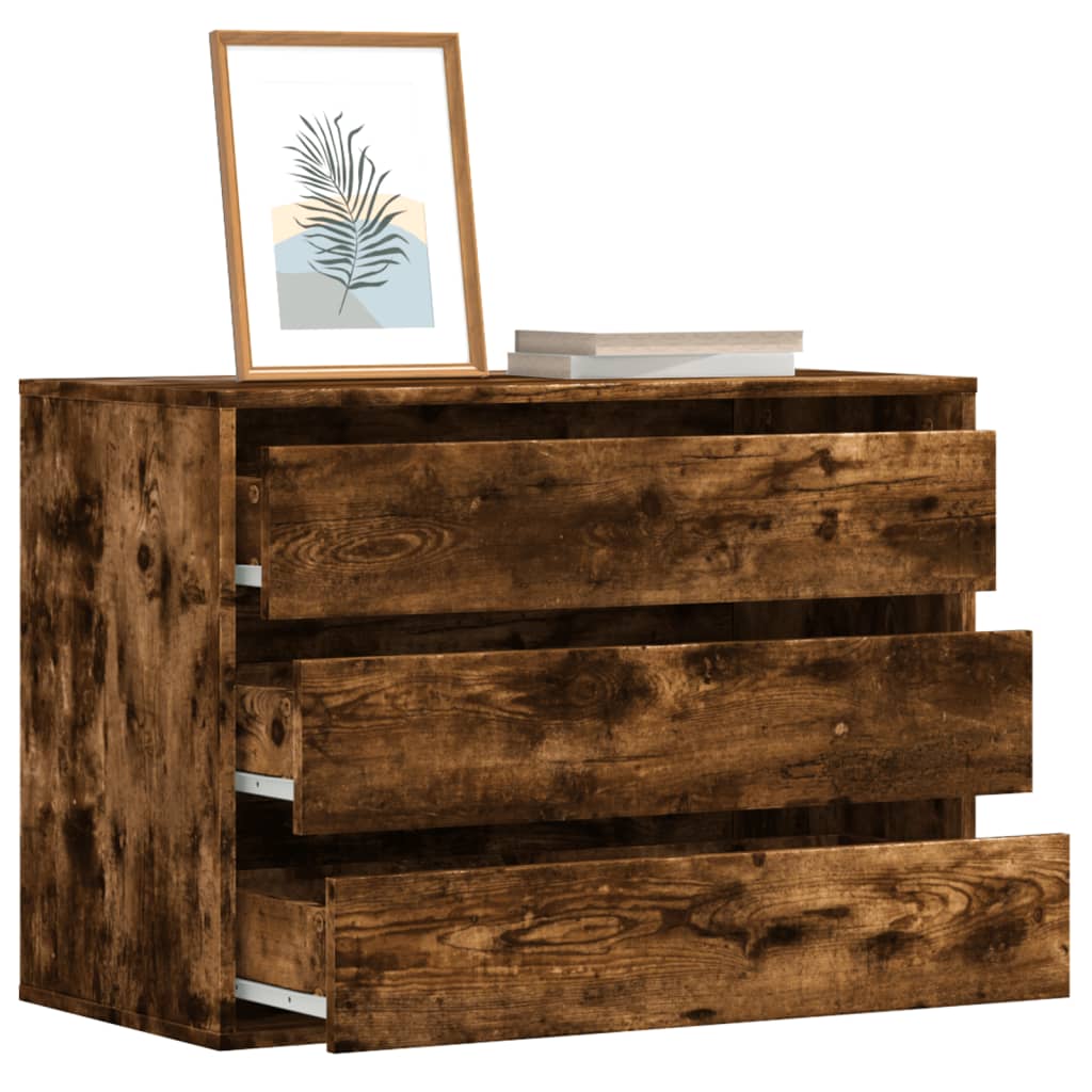Vidaxl ladekast 80x41x58 cm bewerkt hout gerookt eikenkleurig