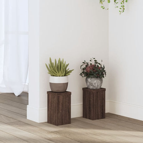 Vidaxx Pflanzenständer 2 Stück 10x10x18 cm verarbeitetes Holz braune Eiche