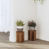 VidaXL Pflanzenständer 2 Stück 10x10x18 cm behandeltes Holz, altholzfarben
