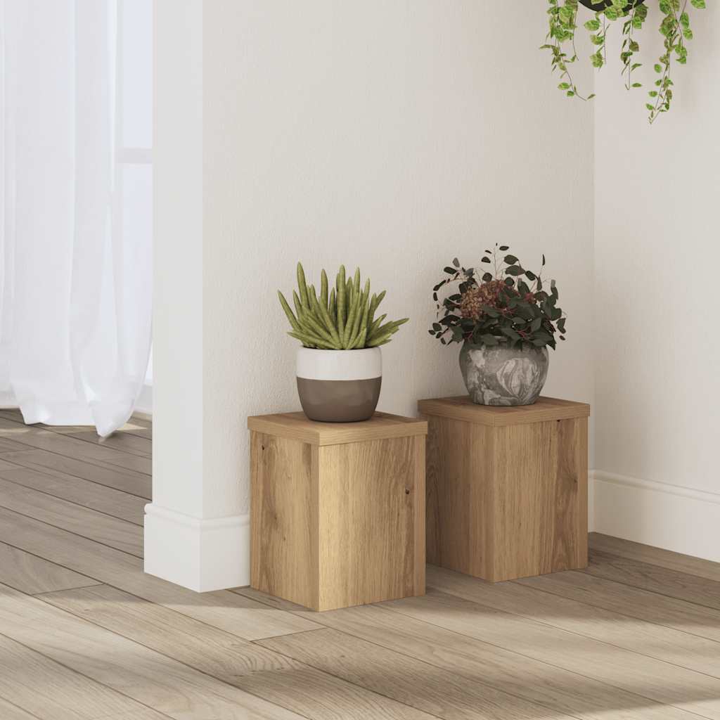 VidaXL Pflanzenständer 2 Stück 15x15x20 cm Holz handwerkliche Eiche