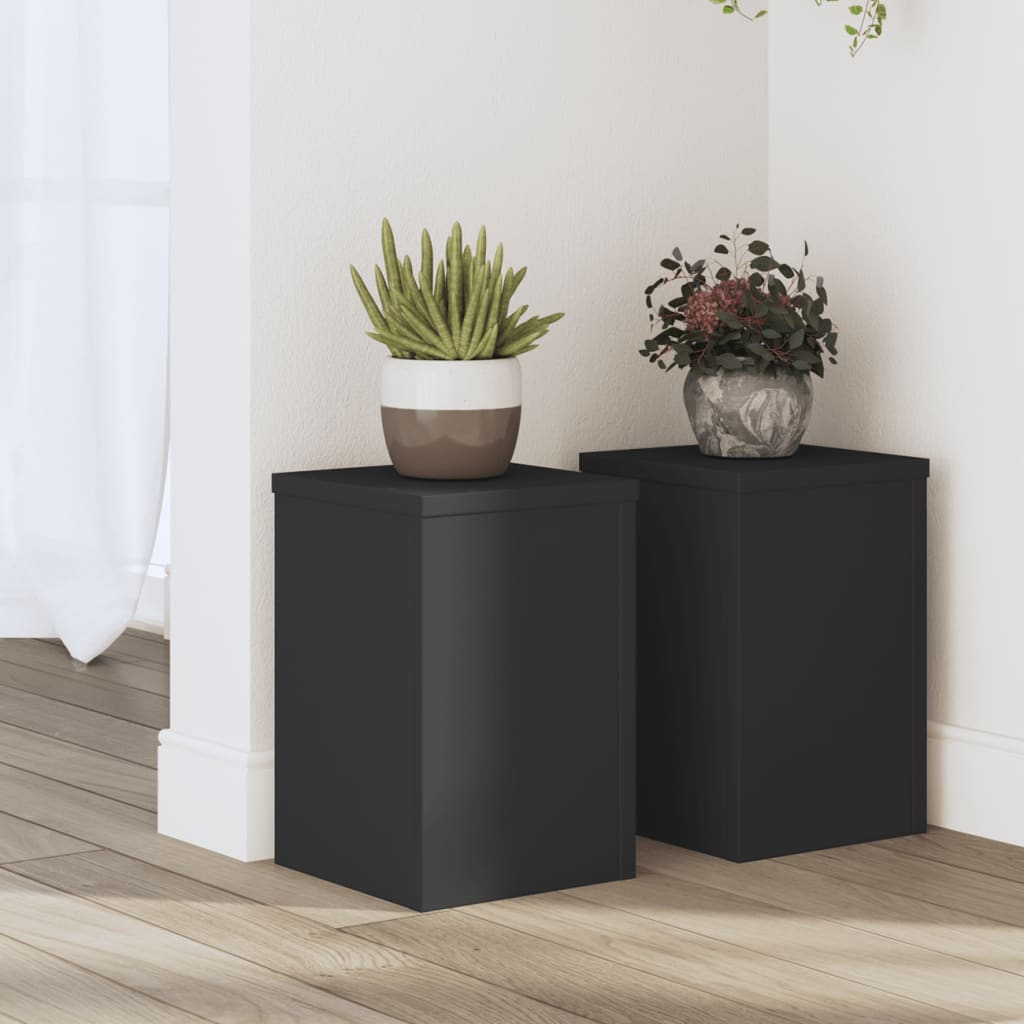 VidaXL Pflanzenständer 2 Stück 20x20x30 cm verarbeitetes Holz schwarz