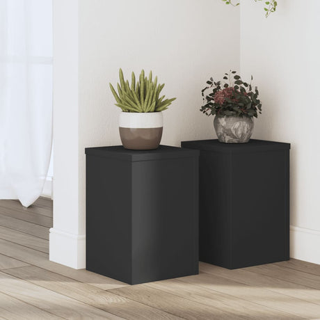 VidaXL Pflanzenständer 2 Stück 20x20x30 cm verarbeitetes Holz schwarz