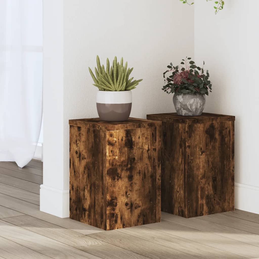 Vidaxx Pflanzenständer 2 Stück 20x20x30 cm verarbeitetes Holz geräucherte Eiche