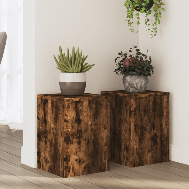 Vidaxx Pflanzenständer 2 Stück 25x25x35 cm verarbeitetes Holz geräucherte Eiche