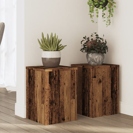 VidaXL Pflanzenständer 2 Stück 25x25x35 cm behandeltes Holz, altholzfarben