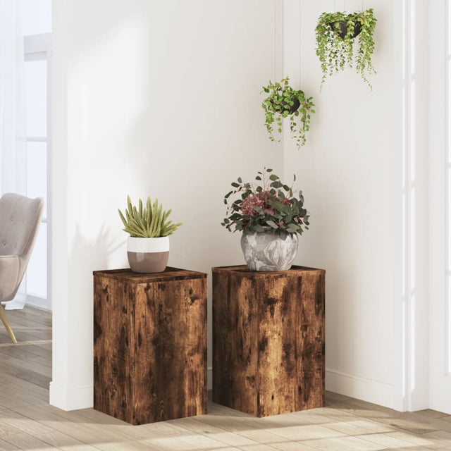 Vidaxx Pflanzenständer 2 Stück 30x30x50 cm verarbeitetes Holz geräucherte Eiche