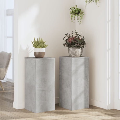 VidaXL Pflanzenständer 2 Stück 30x30x70 cm Holzwerkstoff Betongrau