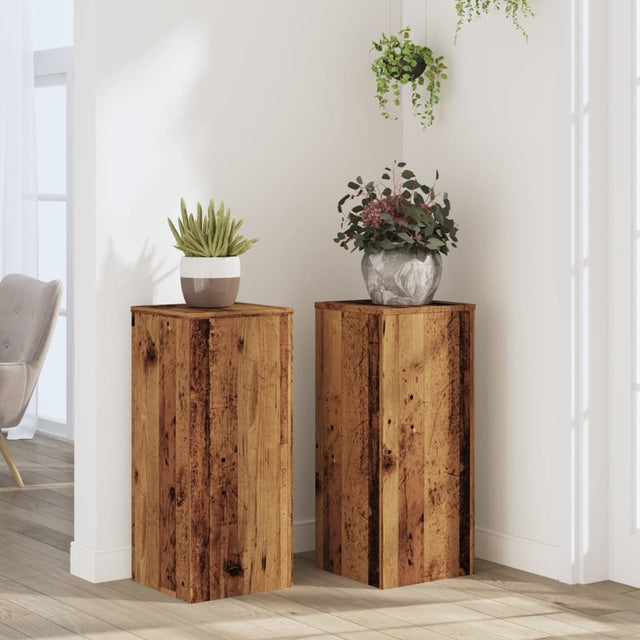 VidaXL Pflanzenständer 2 Stück 30x30x70 cm behandeltes Holz, altholzfarben