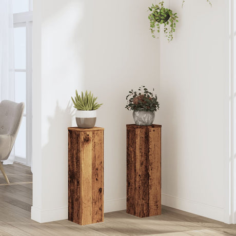 Vidaxxl Pflanzenständer 2 Stück 17x17x60 cm behandeltes Holz, altholzfarben