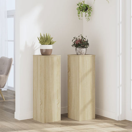 VidaXL Pflanzenständer 2 Stück 25x25x80 cm, Holzwerkstoff Sonoma-Eiche