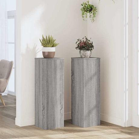 Vidaxxl-Pflanzenständer, 2 Stück, 25 x 25 x 80 cm, Holzwerkstoff, graues Sonoma
