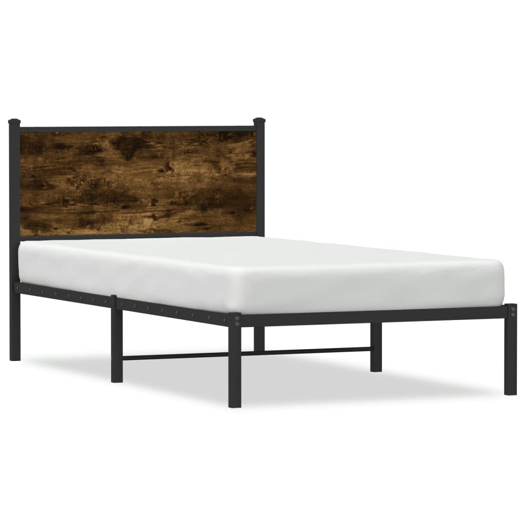 Vidaxl bedframe zonder matras metaal gerookt eikenkleurig 107x203 cm
