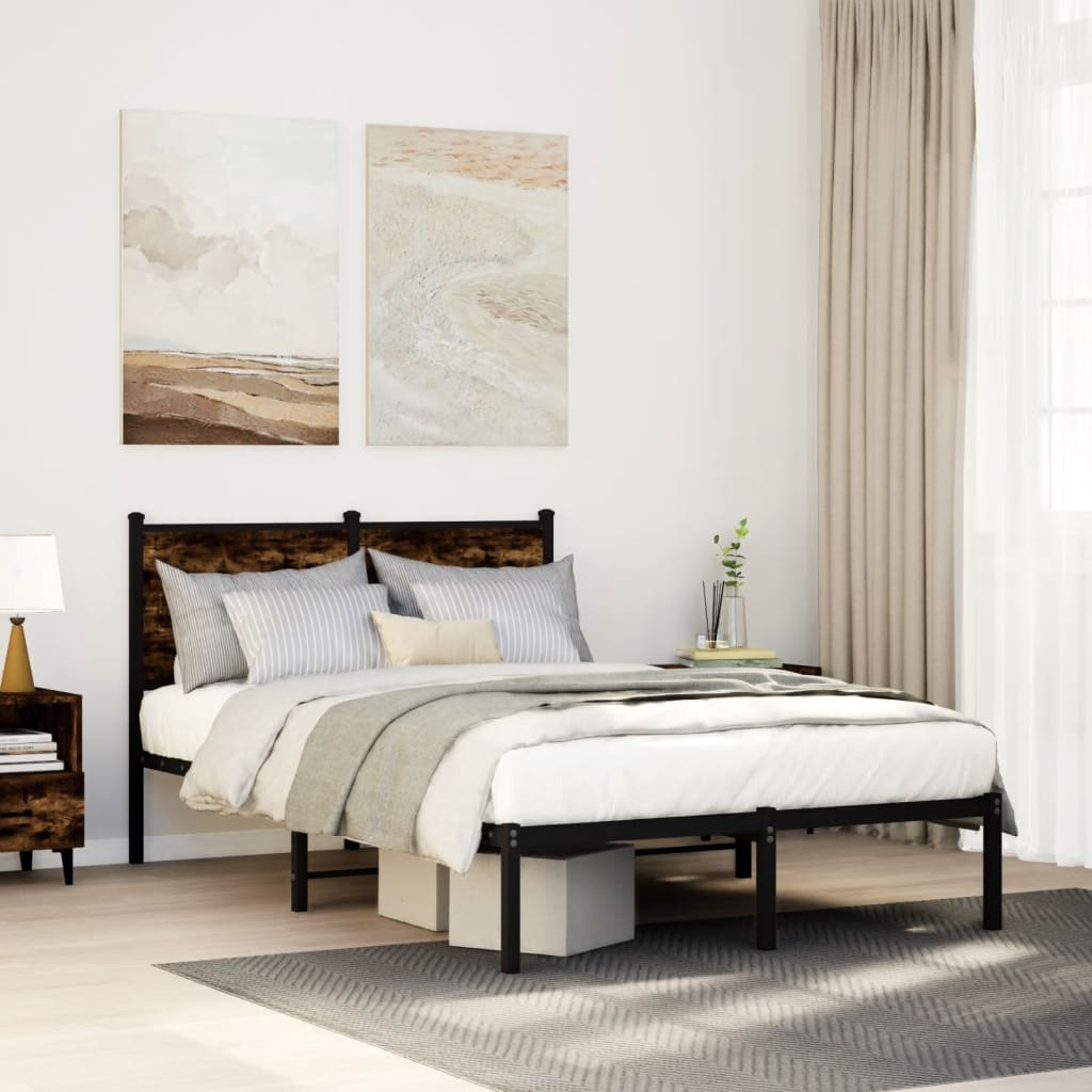 Vidaxl bedframe zonder matras metaal gerookt eikenkleurig 120x190 cm