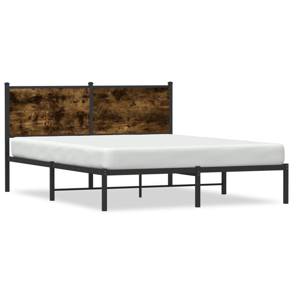 Vidaxl bedframe zonder matras metaal gerookt eikenkleurig 140x190 cm