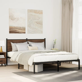 Vidaxl bedframe zonder matras metaal gerookt eikenkleurig 140x190 cm