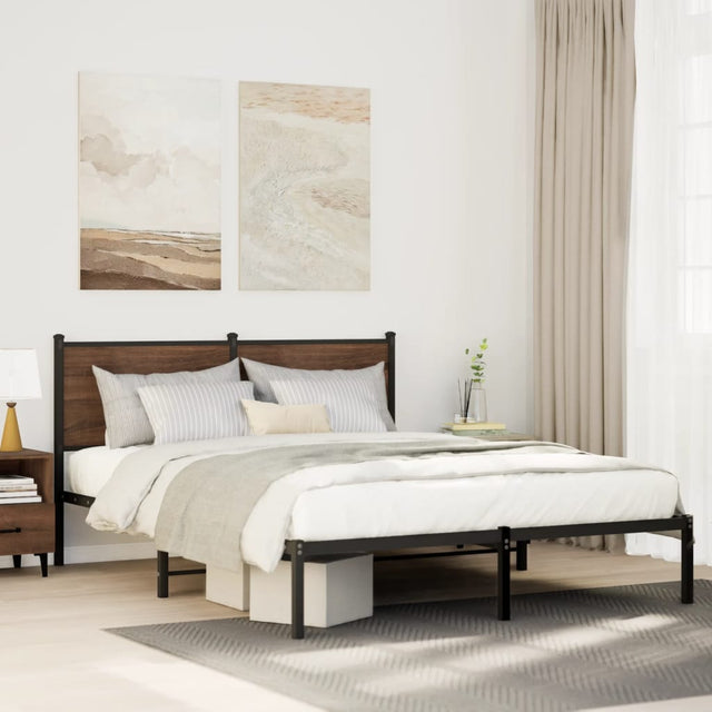 Vidaxl bedframe zonder matras metaal gerookt eikenkleurig 140x190 cm
